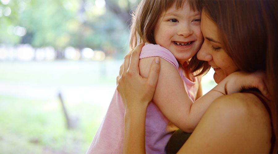 special needs child with mother