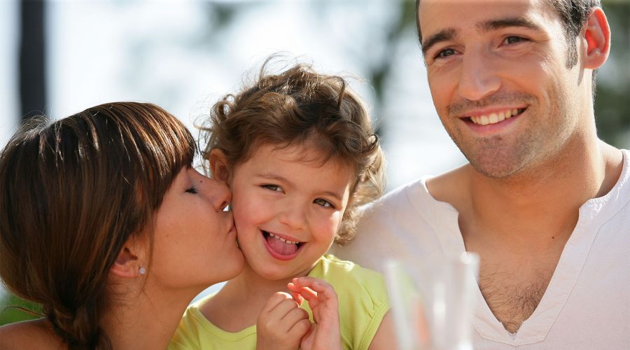 family photo spending time together outside